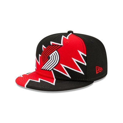 Black Portland Trail Blazers Hat - New Era NBA Flash 9FIFTY Snapback Caps USA3821670